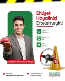 Çarşı Metro Sürücü Kursu — Ehliyet başvurusuna çağrı yapan kampanya postu