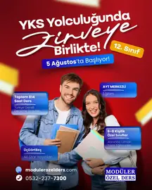 Modüler Özel Ders — 12. sınıflar için YKS hazırlık programı duyuru postu